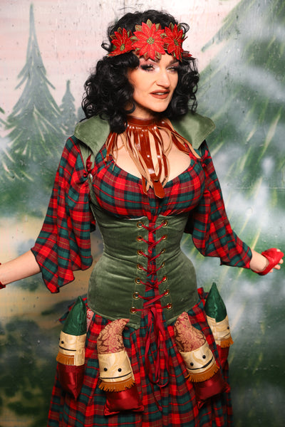 Keyhole Corset in Soft Moss Velvet - Day 10 of 12 Days of Damsel Christmas 2025