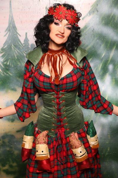 Keyhole Corset in Soft Moss Velvet - Day 10 of 12 Days of Damsel Christmas 2025