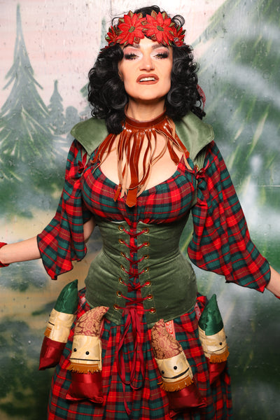 Keyhole Corset in Soft Moss Velvet - Day 10 of 12 Days of Damsel Christmas 2025