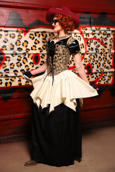 21. Mini Fairy Skirt in Cream Pin Stripe - The Lipstick and Caviar Collection