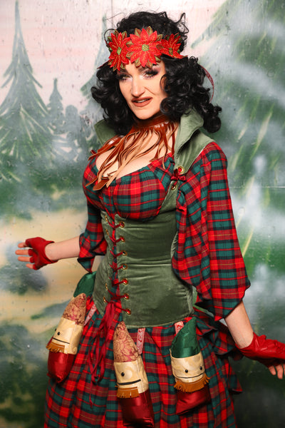 Keyhole Corset in Soft Moss Velvet - Day 10 of 12 Days of Damsel Christmas 2025