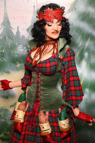 Keyhole Corset in Soft Moss Velvet - Day 10 of 12 Days of Damsel Christmas 2025