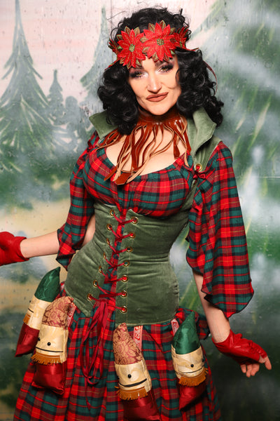 Keyhole Corset in Soft Moss Velvet - Day 10 of 12 Days of Damsel Christmas 2025
