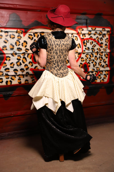 21. Mini Fairy Skirt in Cream Pin Stripe - The Lipstick and Caviar Collection