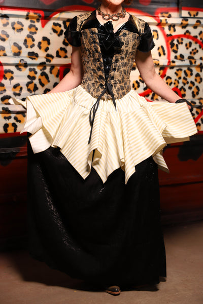 21. Mini Fairy Skirt in Cream Pin Stripe - The Lipstick and Caviar Collection