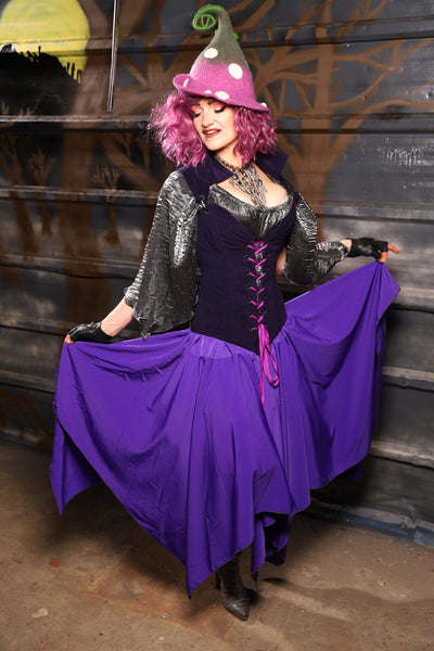 30. Fairy Skirt in Royal Purple Crepe Satin - THE HEXES, HEMS & HYSTERIA COLLECTION