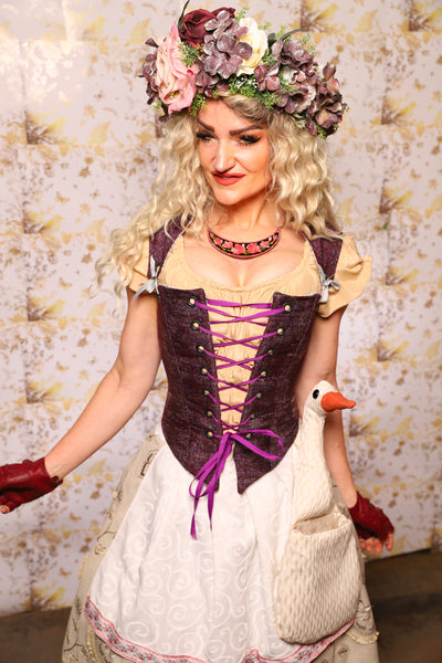 06. Oktoberfest Set #6: Elizabethan Corset + Hobbit Tulip Skirt + Apron *blouse sold separately* - Oktoberfest Sets Collection