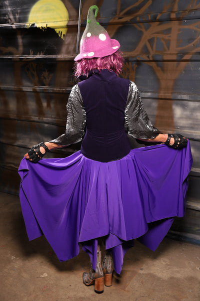 30. Fairy Skirt in Royal Purple Crepe Satin - THE HEXES, HEMS & HYSTERIA COLLECTION