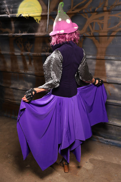 30. Fairy Skirt in Royal Purple Crepe Satin - THE HEXES, HEMS & HYSTERIA COLLECTION
