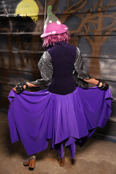 30. Fairy Skirt in Royal Purple Crepe Satin - THE HEXES, HEMS & HYSTERIA COLLECTION