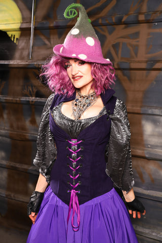 04. Courtier Overbust in BlackBerry Jam Velvet - THE HEXES, HEMS & HYSTERIA COLLECTION