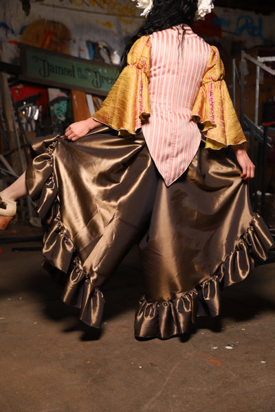 25. Flutterfall Trousers in Shiny Truffle Taffetta - The Artemis Collection