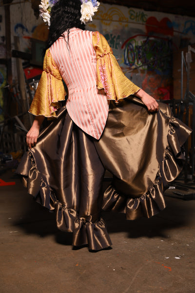 25. Flutterfall Trousers in Shiny Truffle Taffetta - The Artemis Collection