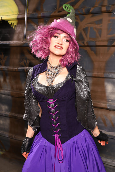 04. Courtier Overbust in BlackBerry Jam Velvet - THE HEXES, HEMS & HYSTERIA COLLECTION