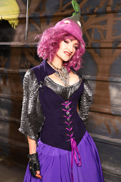04. Courtier Overbust in BlackBerry Jam Velvet - THE HEXES, HEMS & HYSTERIA COLLECTION