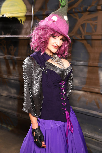 04. Courtier Overbust in BlackBerry Jam Velvet - THE HEXES, HEMS & HYSTERIA COLLECTION