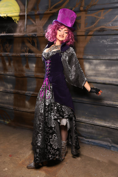 31. Crescent Skirt in Sterling Night Filigree - THE HEXES, HEMS & HYSTERIA COLLECTION