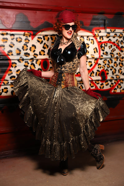 05. Crescent Skirt w/ruffle in Thorn Crushed Iridescent Shimmer - The Lipstick and Caviar Collection
