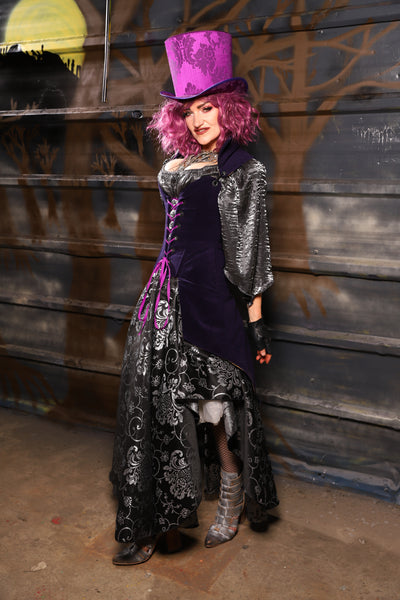 31. Crescent Skirt in Sterling Night Filigree - THE HEXES, HEMS & HYSTERIA COLLECTION