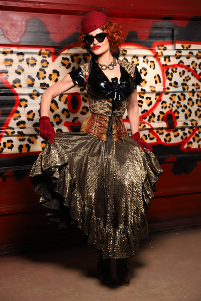 05. Crescent Skirt w/ruffle in Thorn Crushed Iridescent Shimmer - The Lipstick and Caviar Collection