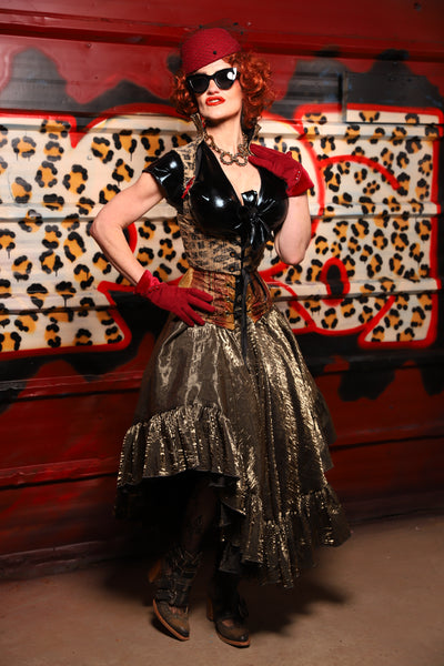05. Crescent Skirt w/ruffle in Thorn Crushed Iridescent Shimmer - The Lipstick and Caviar Collection