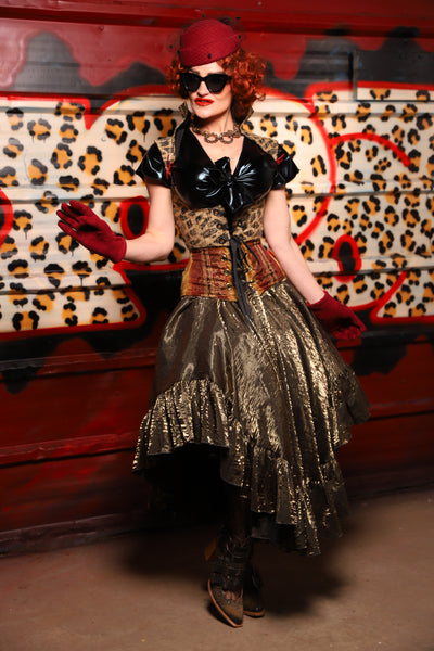 05. Crescent Skirt w/ruffle in Thorn Crushed Iridescent Shimmer - The Lipstick and Caviar Collection