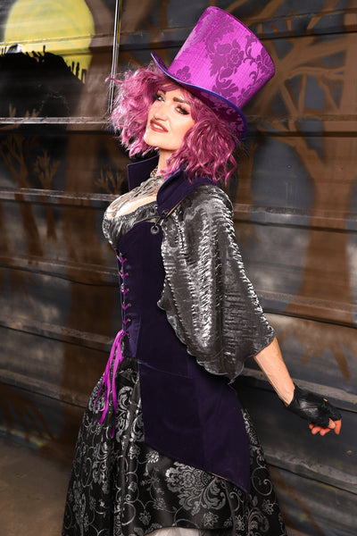 32. Knee-Length Overbust in Blackberry Jam Velvet  - THE HEXES, HEMS & HYSTERIA COLLECTION