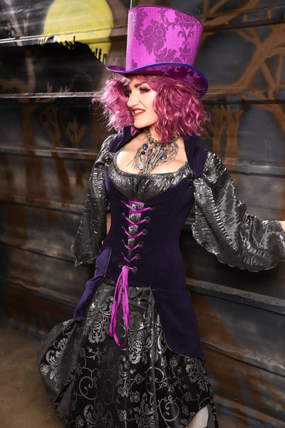 32. Knee-Length Overbust in Blackberry Jam Velvet  - THE HEXES, HEMS & HYSTERIA COLLECTION