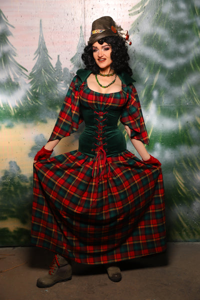 Tulip Skirt w/Peplum Ruffle and Pocket in Festive Plaid - Day 10 of 12 Days of Damsel Christmas 2025