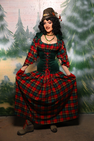 Tulip Skirt w/Peplum Ruffle and Pocket in Festive Plaid - Day 10 of 12 Days of Damsel Christmas 2025