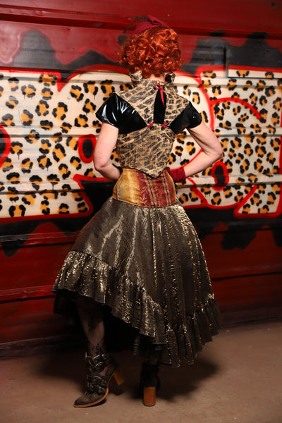 05. Crescent Skirt w/ruffle in Thorn Crushed Iridescent Shimmer - The Lipstick and Caviar Collection