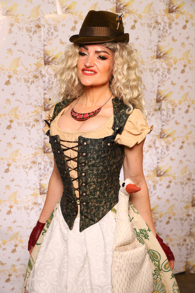 08. Oktoberfest Set #8: Elizabethan Corset + Hobbit Tulip Skirt + Apron *blouse sold separately* - Oktoberfest Sets Collection