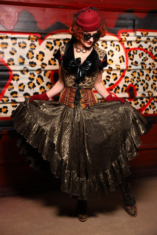 05. Crescent Skirt w/ruffle in Thorn Crushed Iridescent Shimmer - The Lipstick and Caviar Collection