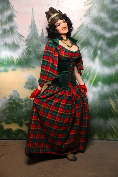 Tulip Skirt w/Peplum Ruffle and Pocket in Festive Plaid - Day 10 of 12 Days of Damsel Christmas 2025