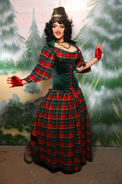 Tulip Skirt w/Peplum Ruffle and Pocket in Festive Plaid - Day 10 of 12 Days of Damsel Christmas 2025
