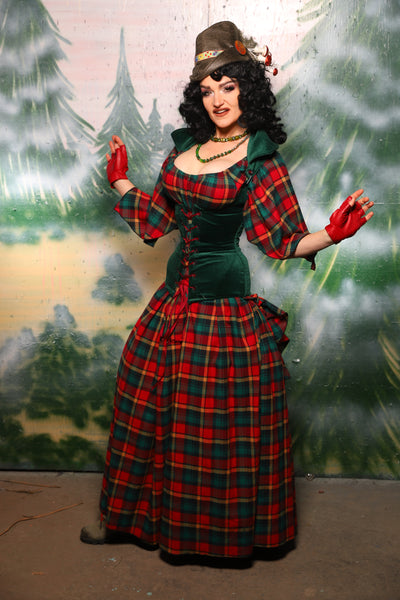 Tulip Skirt w/Peplum Ruffle and Pocket in Festive Plaid - Day 10 of 12 Days of Damsel Christmas 2025