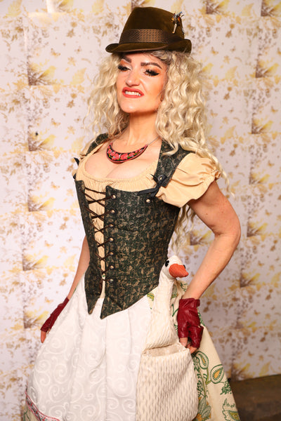 08. Oktoberfest Set #8: Elizabethan Corset + Hobbit Tulip Skirt + Apron *blouse sold separately* - Oktoberfest Sets Collection