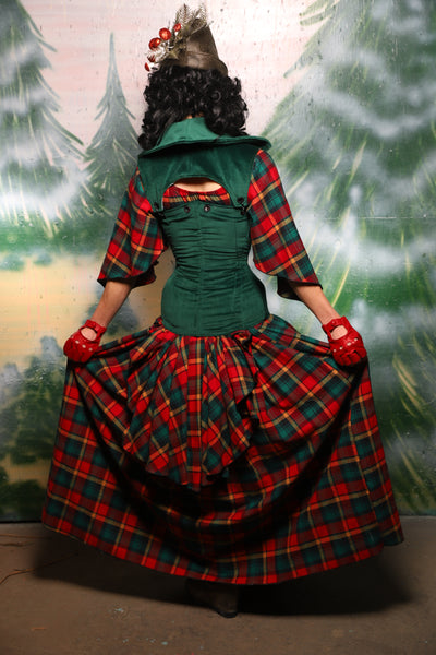 Tulip Skirt w/Peplum Ruffle and Pocket in Festive Plaid - Day 10 of 12 Days of Damsel Christmas 2025