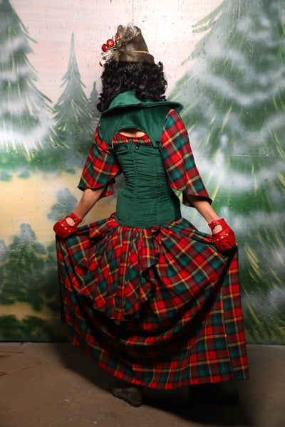 Tulip Skirt w/Peplum Ruffle and Pocket in Festive Plaid - Day 10 of 12 Days of Damsel Christmas 2025