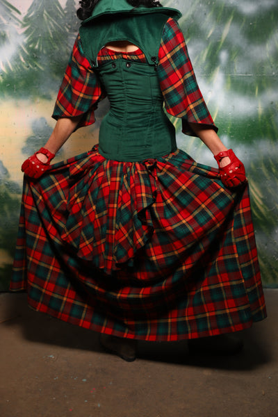 Tulip Skirt w/Peplum Ruffle and Pocket in Festive Plaid - Day 10 of 12 Days of Damsel Christmas 2025