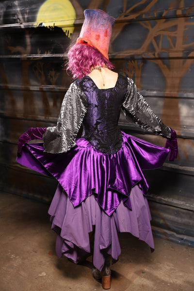 35. Mini Fairy Skirt in Grape Stretch Satin - THE HEXES, HEMS & HYSTERIA COLLECTION