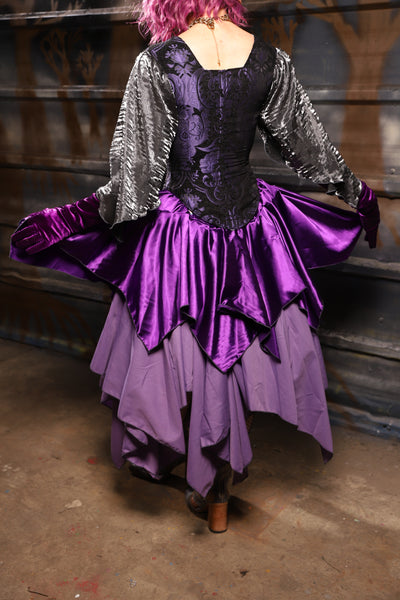 35. Mini Fairy Skirt in Grape Stretch Satin - THE HEXES, HEMS & HYSTERIA COLLECTION