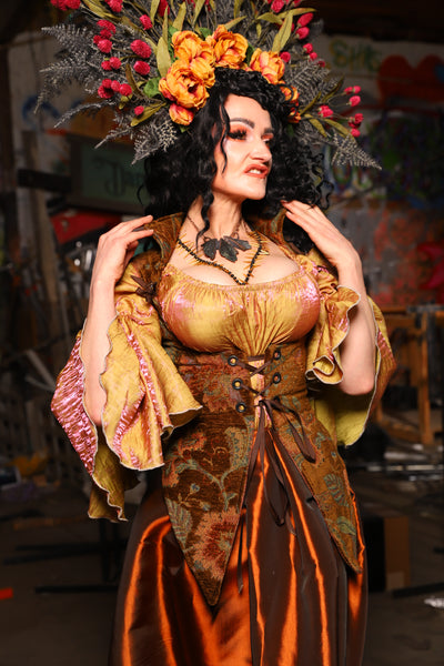 15. Flounce Blouse in Two Tone Grapefruit Shimmer - The Artemis Collection