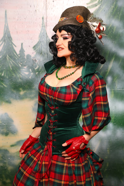 Keyhole Corset in Emerald Velvet - Day 10 of 12 Days of Damsel Christmas 2025