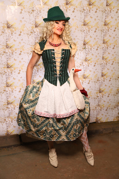 31. Hobbit Tulip Skirt + Apron ONLY in Emerald Patina - Oktoberfest Sets Collection