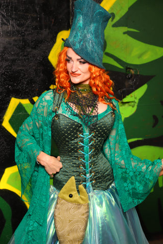 Heidi Corset in Kale Dot - "Siren's Shanties" Collection