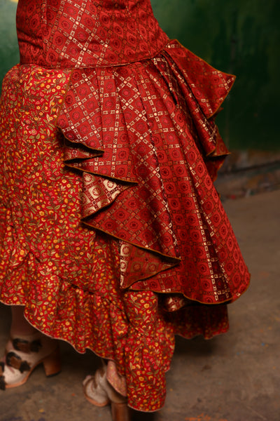 Detachable Peplum Ruffle in Persimmon Square - A-Tisket A-Tasket Collection