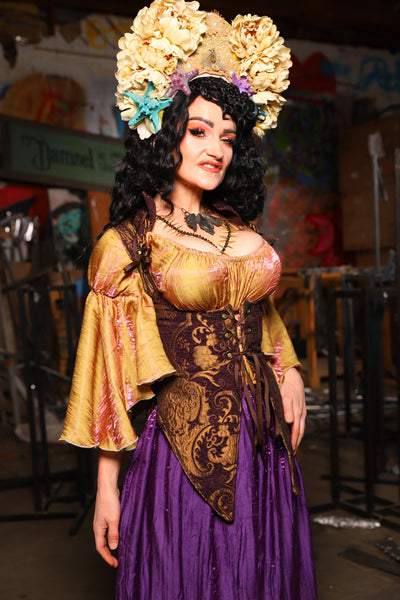 11. Artemis Underbust Corset in Plum & Gold Medallion - The Artemis Collection