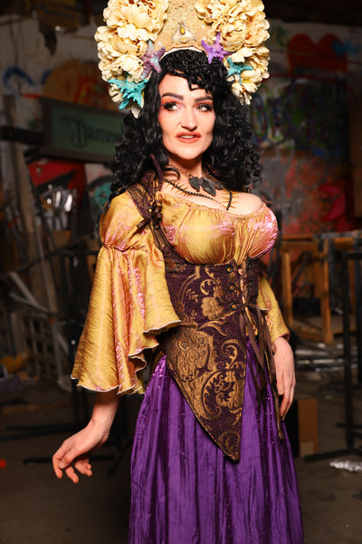 11. Artemis Underbust Corset in Plum & Gold Medallion - The Artemis Collection