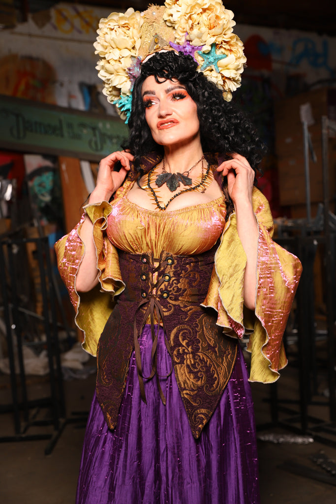 11. Artemis Underbust Corset in Plum & Gold Medallion - The Artemis Collection
